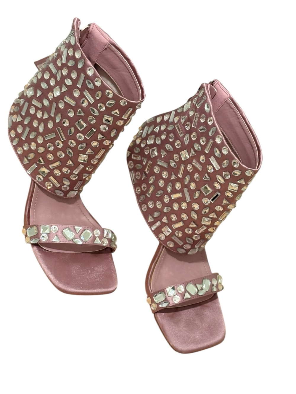 Jennifer Lopez Rose Pink Crystal-Ankle Stiletto Sandals Super Cute Size 7 - Picture 4 of 12